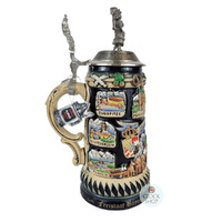 100 Years Of Bavaria Beer Stein With Dancers On Lid 0.75L By KING image