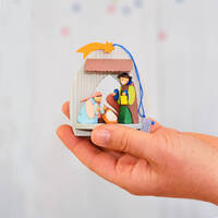 8cm Nativity Scene Hanging Decoration With Jesus Mary & Joseph By Graupner image