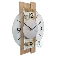 40cm Stone Inlay & Beech Wall Clock With Glass Dial By AMS image