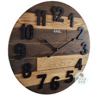 50cm Brown Rustic Round Wall Clock By AMS image