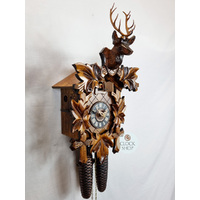 5 Leaf & Deer 8 Day Mechanical Carved Cuckoo Clock 42cm By ENGSTLER image