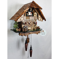 Wood Chopper & Water Wheel Battery Chalet Cuckoo Clock With Dancers 34cm By ENGSTLER image