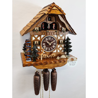 Jumping Deer 8 Day Mechanical Chalet Cuckoo Clock With Dancers 34cm By SCHWER image