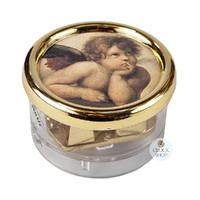 Round Acrylic Music Box - Thinking Cherub- Raphael (Debussy- Clair De Lune) image