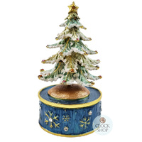 Christmas Tree Enamel Music Box With Blue Base (Oh Christmas Tree) image