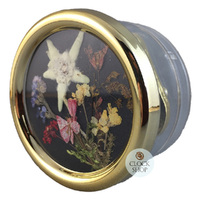 Round Acrylic Music Box With Pressed Alpine Flowers (Edelweiss) image