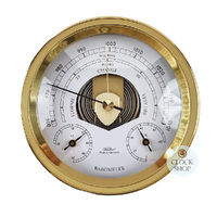 16.5cm Polished Brass Barometer With Thermometer & Hygrometer By FISCHER image