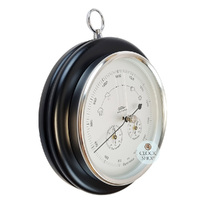 20cm Black Barometer With Thermometer & Hygrometer By FISCHER image