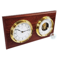 38cm Mahogany Weather Station With Quartz Clock & Barometer By FISCHER image