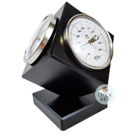 15cm Black Weather Station Cube With Barometer Thermometer & Hygrometer By FISCHER image