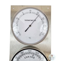 43cm Silver Outdoor Weather Station With Thermometer Barometer & Hygrometer By FISCHER image