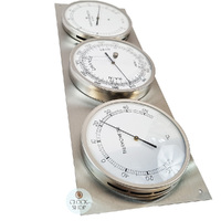 43cm Silver Outdoor Weather Station With Barometer Thermometer & Hygrometer By FISCHER image