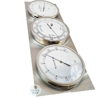 43cm Silver Outdoor Weather Station With Barometer, Thermometer & Hygrometer By FISCHER image