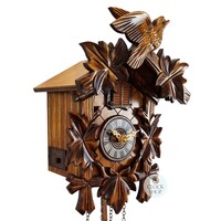 5 Leaf & Bird Battery Carved Cuckoo Clock 22cm By ENGSTLER image