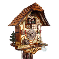 Wood Chopper & Water Wheel 1 Day Mechanical Chalet Cuckoo Clock 33cm By SCHNEIDER image