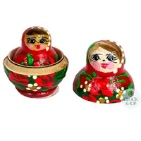 Floral Russian Dolls- Red Mini 4cm (Set Of 5) image