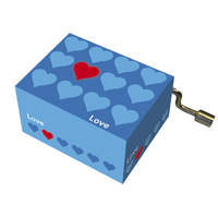 Modern Designs Hand Crank Music Box- Blue Hearts (Happy Birthday) image