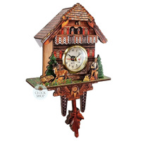 Wood Chopper & Deer Chalet Mini Wall Clock 23cm image