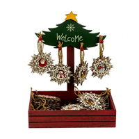 9cm Wooden Christmas Star Hanging Decoration- Assorted Designs image