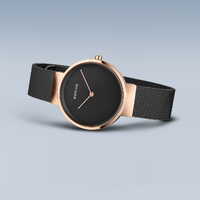 31mm Classic Collection Womens Watch With Black Dial & Milanese Strap & Rose Gold Case By BERING image