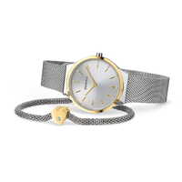 Gift Set- 31mm Classic Collection Gold & Silver Womens Watch With Silver Dial & Bracelet By BERING image