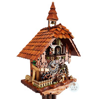 Wood Chopper & Water Wheel 1 Day Mechanical Chalet Cuckoo Clock With Dancers 43cm By HÖNES image