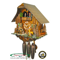 Deer & Water Wheel 8 Day Mechanical Chalet Cuckoo Clock With Dancers 34cm By SCHWER image