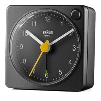 6cm Black Analogue Travel Alarm Clock By BRAUN (No Battery Cover) image
