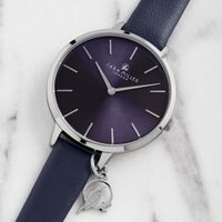Silver Charm Blue Leather Band By SARA MILLER image