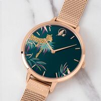 Rose Gold Tahiti Collection Forrest Green Leopard Dial By SARA MILLER image