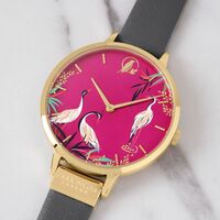 Gold Tahiti Collection Hot Pink Heron Dial By SARA MILLER image