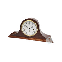 21cm Walnut Mechanical Tambour Mantel Clock With Westminster Chime By AMS  image