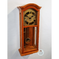 66cm Cherry 8 Day Mechanical Chiming Wall Clock With Brass Accents By AMS image