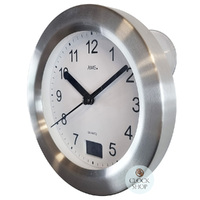 17cm Silver Round Wall Clock With Temperature Reading By AMS image