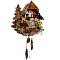 Fisherman Battery Chalet Cuckoo Clock With Dancers And Waterwheel 33cm By ENGSTLER image