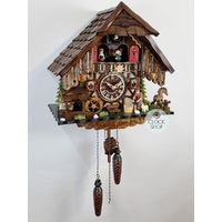 Blacksmith, Waterwheel, Horse & Dancers Battery Chalet Cuckoo Clock 33cm By ENGSTLER image