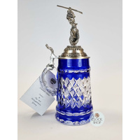 Lord Of Crystal Blue Glass Beer Stein With Poseidon On Lid 0.5L By KING image