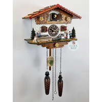 Heidi House Battery Chalet Cuckoo Clock With Edelweiss Flowers 21cm By TRENKLE image
