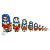 Kirov Russian Dolls- Blue Scarf & Purple Dress 26cm (Set Of 10) image