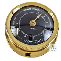 12.5cm Polished Brass Quartz Tide Clock With Black Dial By FISCHER image