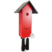 Red Bird House 8 Day Mechanical Modern Cuckoo Clock 41cm By ROMBA image