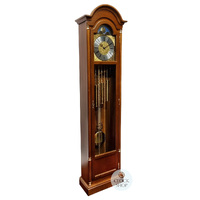 195cm Walnut Grandfather Clock With Westminster Chime & Brass Accents By HERMLE image