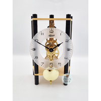 19cm Mechanical Skeleton Table Clock With Black Pillars By HERMLE image