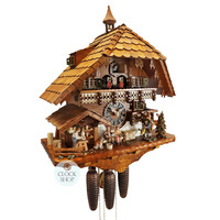 Toy Peddler & Wood Carver 8 Day Mechanical Chalet Cuckoo Clock With Dancers 50cm By HÖNES image