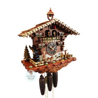 Heidi House & Water Wheel 8 Day Mechanical Chalet Cuckoo Clock With Dancers 44cm By HÖNES image