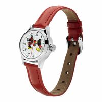 25mm Disney Petite Mickey & Minnie In Love Womens Watch With Red Leather Band image