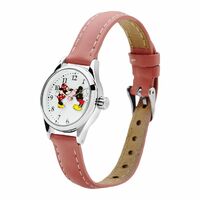 DISNEY Petitie Mickey & Minnie Mouse Watch In Love With Pink Leather Band  image