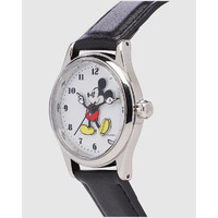 25mm Disney Petite Mickey Mouse Womens Watch With Black Leather Band image