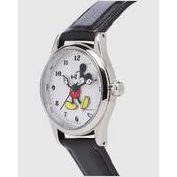 25mm Disney Petite Mickey Mouse Womens Watch With Black Leather Band image