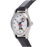 34mm Disney Original Minnie Mouse Womens Watch With Black Leather Band & White Dial image